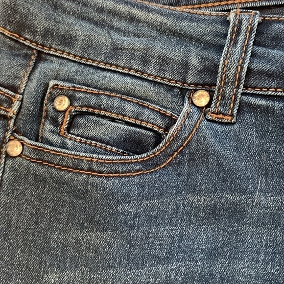 CP Jeans Blue‎ Skinny Low Rise Rhinestone Button Stretch Denim Juniors Size 9 - Picture 7 of 11